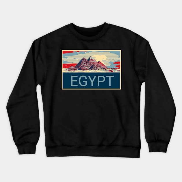 Pyramids in Egypt in Shepard Fairey style Crewneck Sweatshirt by Montanescu